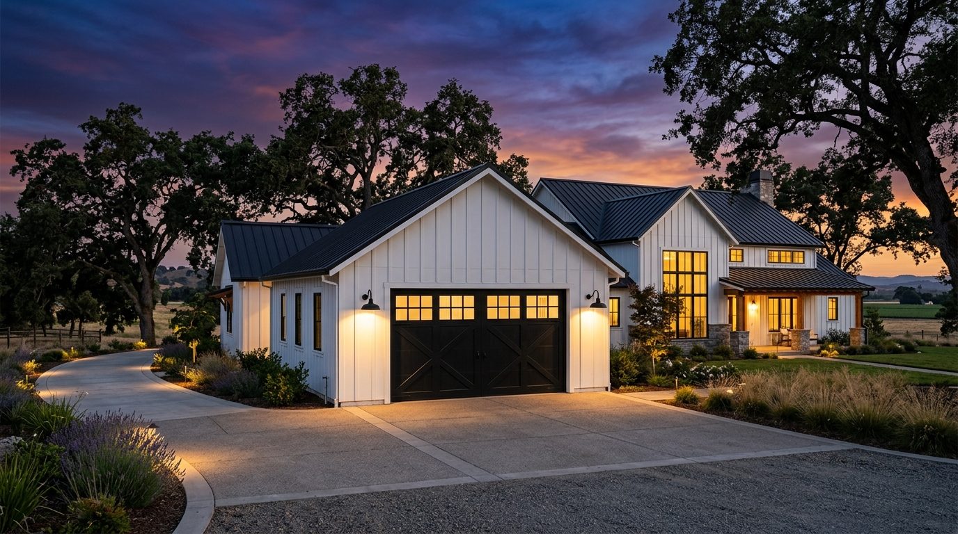 Barbeau Garage Door Service Exterior Closed Garage Door at Twilight